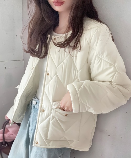 セール】金釦キルティングジャケット（ノーカラージャケット）｜LAUIR