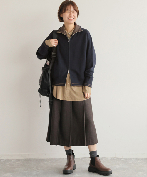 JOURNAL STANDARD relume（ジャーナルスタンダード　レリューム）の「ドライバーズジャケット（カーディガン/ボレロ・レディース・チャコールグレー/ネイビー・FREE）」の4枚目の写真