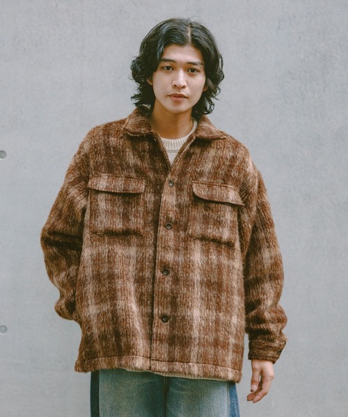 RAGEBLUE(レイジブルー)の「SHAGGY CHECK CPO JACKET / シャギーチェックジャケット(ブルゾン・メンズ・ブラック系その他/ブラウン系その他・LARGE/MEDIUM)」の1枚目の写真