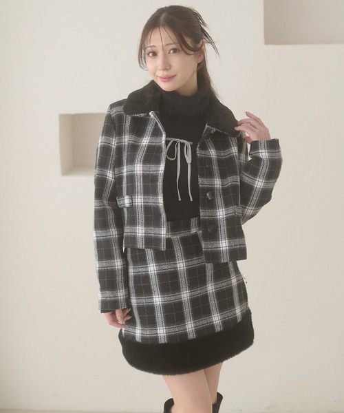 Dime Plaid Jacket チェック ジャケット セール】plaid pattern short jacket / チェックショートジャケット