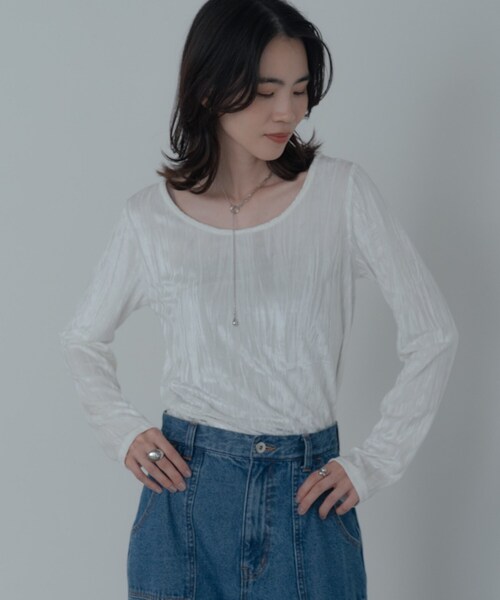GALLEST(ギャレスト)の「【一部店舗限定】クラッシュベロア2Wayカットソー(Tシャツ/カットソー・レディース・オフホワイト/ブラック/ブラウン系その他・38)」の20枚目の写真