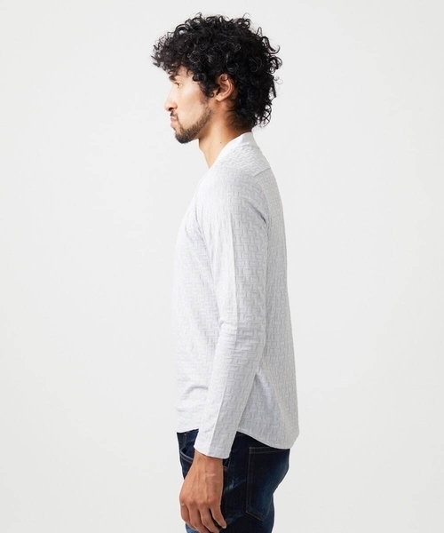 MICHEL KLEIN HOMME (ミッシェルクランオム)の「《日本製》レンガ柄Vネック長袖カットソー(Tシャツ/カットソー・メンズ・ライトグレー/レッド/ダークグレー・MEDIUM/LARGE/X-LARGE)」の7枚目の写真