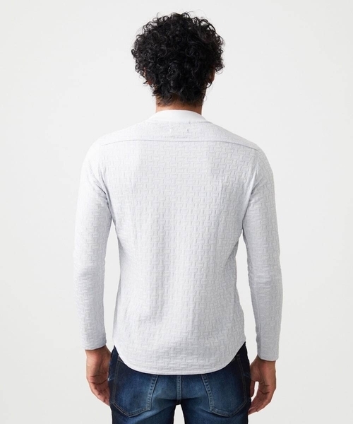 MICHEL KLEIN HOMME (ミッシェルクランオム)の「《日本製》レンガ柄Vネック長袖カットソー(Tシャツ/カットソー・メンズ・ライトグレー/レッド/ダークグレー・MEDIUM/LARGE/X-LARGE)」の8枚目の写真