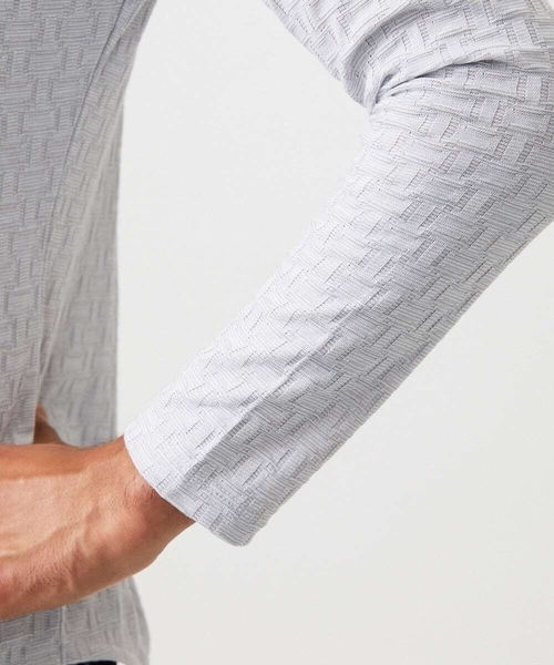 MICHEL KLEIN HOMME (ミッシェルクランオム)の「《日本製》レンガ柄Vネック長袖カットソー(Tシャツ/カットソー・メンズ・ライトグレー/レッド/ダークグレー・MEDIUM/LARGE/X-LARGE)」の10枚目の写真