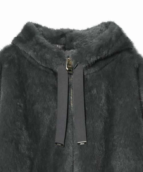 ヘルノ　人気エコファーフードブルゾン　ブラック38 HERNO / エコファーフーデッドブルゾン（ブルゾン）｜HERNO（ヘルノ