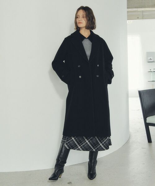 ウール混ロングダブルコート（チェスターコート）｜YECCA VECCA