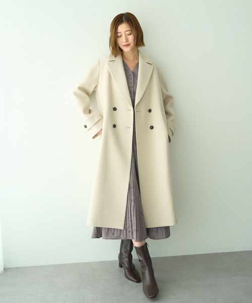 YECCA VECCA（イェッカヴェッカ）の「ウール混ロングダブルコート（チェスターコート・レディース・ブラック/ライトベージュ/グレー/モカ・FREE）」の10枚目の写真