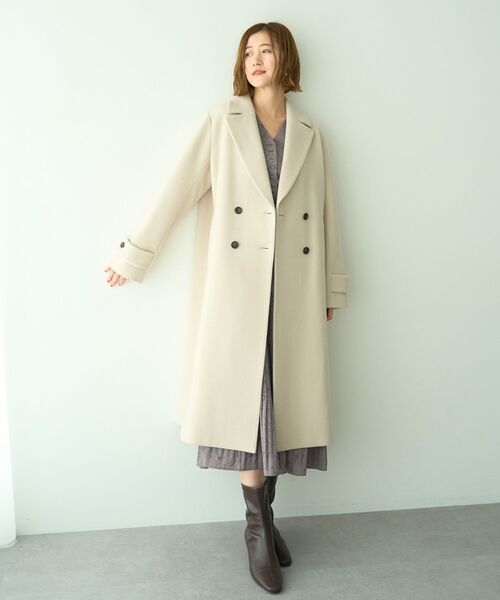 YECCA VECCA（イェッカヴェッカ）の「ウール混ロングダブルコート（チェスターコート・レディース・ブラック/ライトベージュ/グレー/モカ・FREE）」の11枚目の写真