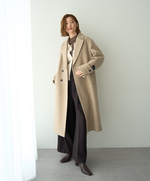 ウール混ロングダブルコート（チェスターコート）｜YECCA VECCA