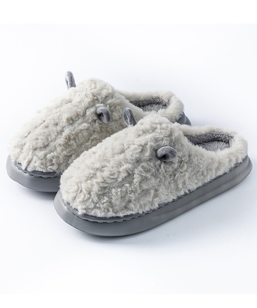 DAY CLOSET（デイ クローゼット）の「【男女兼用/滑り止め付き/起毛/軽量】ふわふわ淡色フェイクファー耳付きボアスリッパ レディース メンズ（ルームシューズ/スリッパ・レディース・ブラウン/グリーン/ピンク/ホワイト/グレー・27cm/26cm/23cm/25cm/24cm）」の3枚目の写真