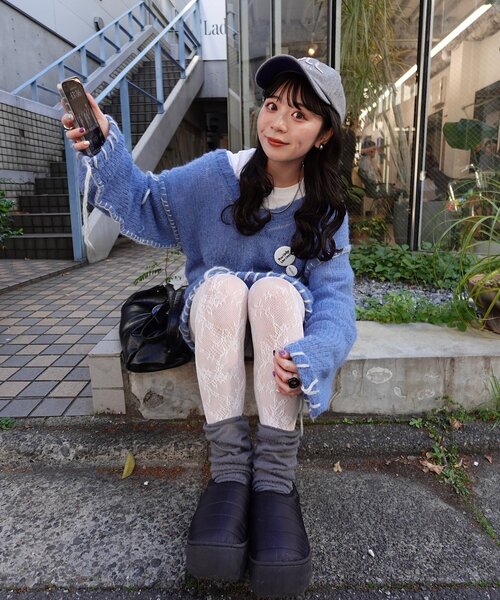 Kastane（カスタネ）の「【S.Mサイズ展開】ブラインドステッチニット（ニット/セーター・レディース・ピンク/アイボリー/ブルー・SMALL/MEDIUM）」の7枚目の写真