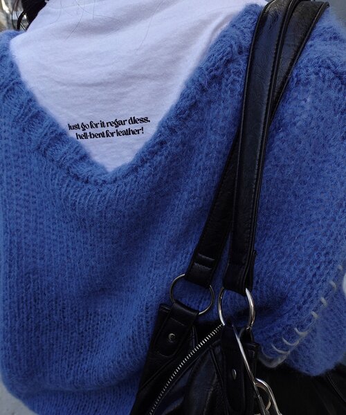 Kastane（カスタネ）の「【S.Mサイズ展開】ブラインドステッチニット（ニット/セーター・レディース・ピンク/アイボリー/ブルー・SMALL/MEDIUM）」の13枚目の写真