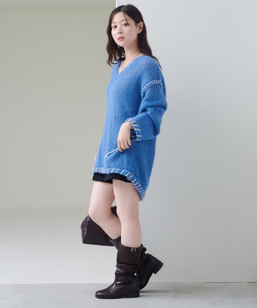 S.Mサイズ展開】ブラインドステッチニット（ニット/セーター