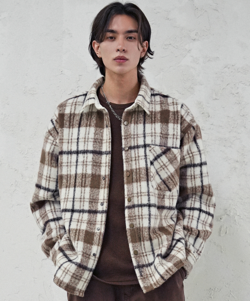 AVANDRESS(アバンドレス )の「Albert Overfit Check Shirt Jacket GREY(その他アウター・レディース・ライトグレー・MEDIUM/LARGE)」の7枚目の写真