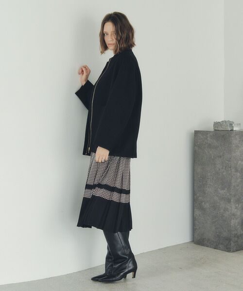 セール】【国産ウール使用】ノーカラーミドル丈ウールコート（ノー