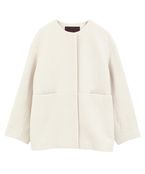 YECCA VECCA（イェッカヴェッカ）の「【国産ウール使用】ノーカラーミドル丈ウールコート（ノーカラーコート・レディース・ブラック/ライトベージュ・FREE）」の7枚目の写真