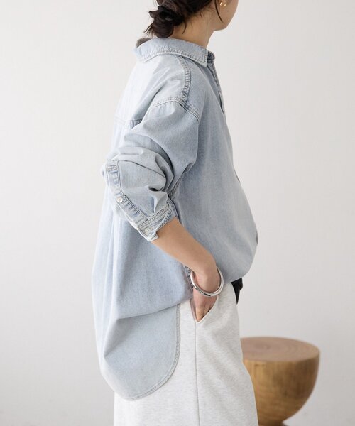 RIVE DROITE（リヴドロワ）の「【MONN.:.(モン)】クリアデニムシャツ（シャツ/ブラウス・レディース・サックスブルー/ホワイト・FREE）」の17枚目の写真