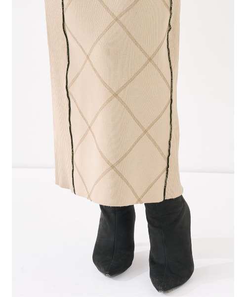 リボンステッチニットロングワンピース（ワンピース）｜Darich