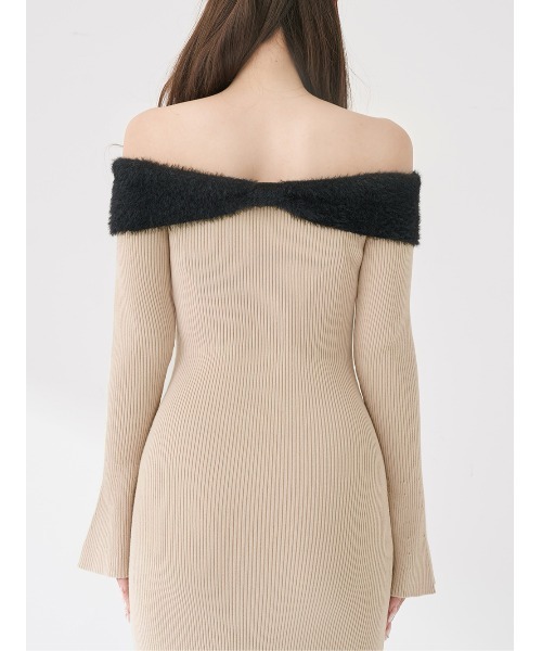 リボンステッチニットロングワンピース（ワンピース）｜Darich