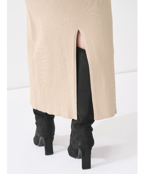 リボンステッチニットロングワンピース（ワンピース）｜Darich