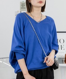 RCD（アールシーディー）の「Vネックドルマン綿ニット プルオーバー セーター カーディガン 長袖 ブイネック（ニット/セーター）」