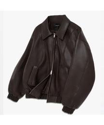 UNDEROFF（アンダーオフ）の「シンセティックレザーパディッドブルゾンジャケットブラウン（ライダースジャケット）」
