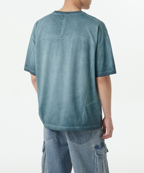 MUSINSA STANDARD（ムシンサスタンダード）の「ルナ ダイング ストラクチャード オーバーサイズ クルーネック Tシャツ [フェイドブルー]（Tシャツ/カットソー・メンズ・その他・XX-LARGE/LARGE/MEDIUM/SMALL/X-LARGE）」の3枚目の写真