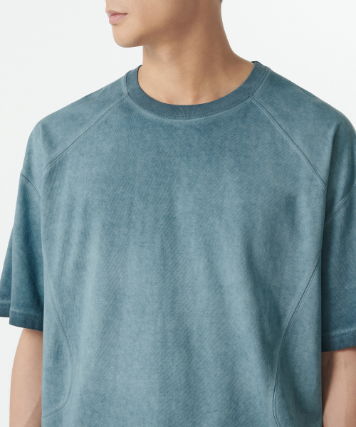 MUSINSA STANDARD（ムシンサスタンダード）の「ルナ ダイング ストラクチャード オーバーサイズ クルーネック Tシャツ [フェイドブルー]（Tシャツ/カットソー・メンズ・その他・XX-LARGE/LARGE/MEDIUM/SMALL/X-LARGE）」の4枚目の写真
