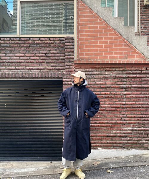 セール】ボストンウールバルマカンロングコート_ネイビー（チェスター