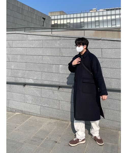 セール】ボストンウールバルマカンロングコート_ネイビー（チェスター