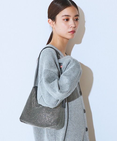 JEANASIS（ジーナシス）の「ガラスストーンBAG/612959（ハンドバッグ・レディース・シルバー/ブラック・FREE）」の2枚目の写真