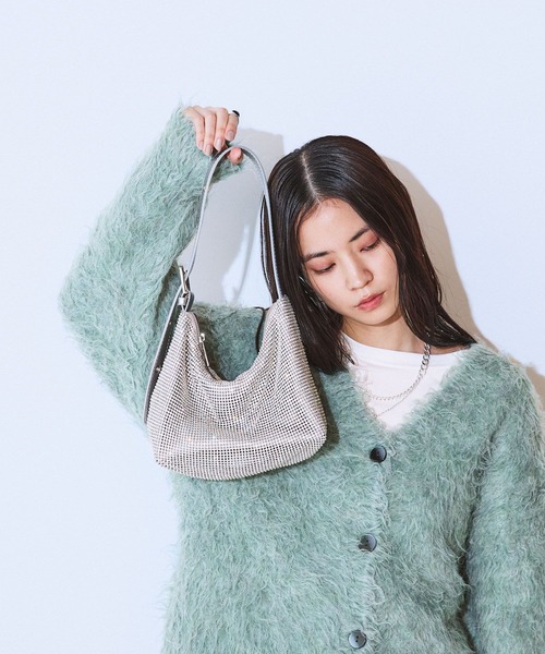 JEANASIS（ジーナシス）の「ガラスストーンBAG/612959（ハンドバッグ・レディース・シルバー/ブラック・FREE）」の6枚目の写真