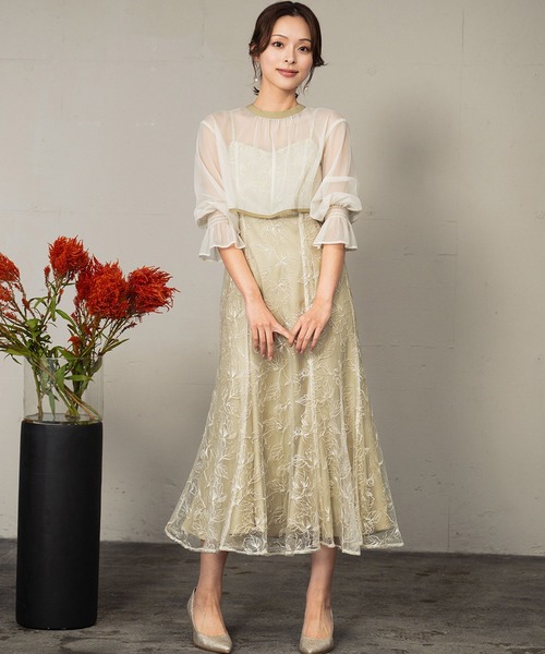 girl(ガール)の「ダブルリボンボレロセットドレス 2WAY 結婚式 ワンピース パーティードレス オケージョンドレス お呼ばれ 二次会 成人式 同窓会 謝恩会(ドレス・レディース・ブラック系その他/ミント/イエロー/ブラウン・S/M/L)」の1枚目の写真