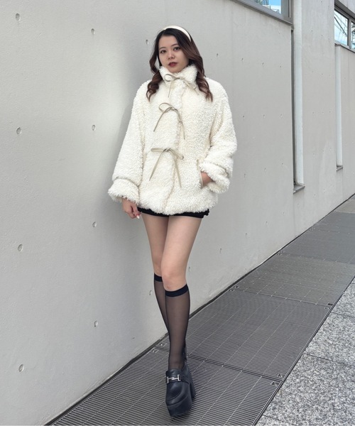 one way（ワンウェイ）の「リボンボアジャケット（ダウンジャケット/コート・レディース・ホワイト/アイボリー/ブラック/グレー・FREE）」の16枚目の写真