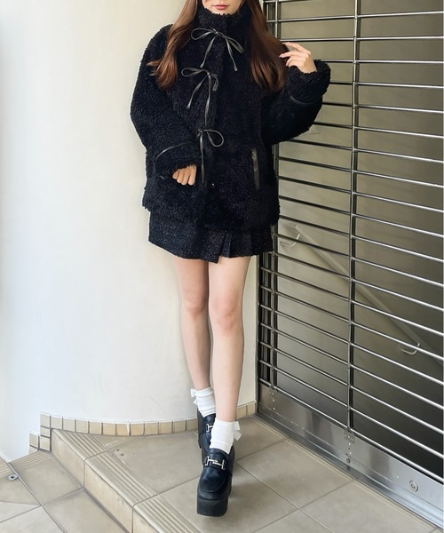 one way（ワンウェイ）の「リボンボアジャケット（ダウンジャケット/コート・レディース・ホワイト/アイボリー/ブラック/グレー・FREE）」の7枚目の写真