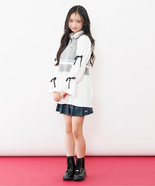 algy（アルジー）の「エコファーフラッププリーツスカート（スカート・キッズ・グリーン/レッド/グレー・XX-SMALL/X-SMALL/MEDIUM/SMALL）」の6枚目の写真