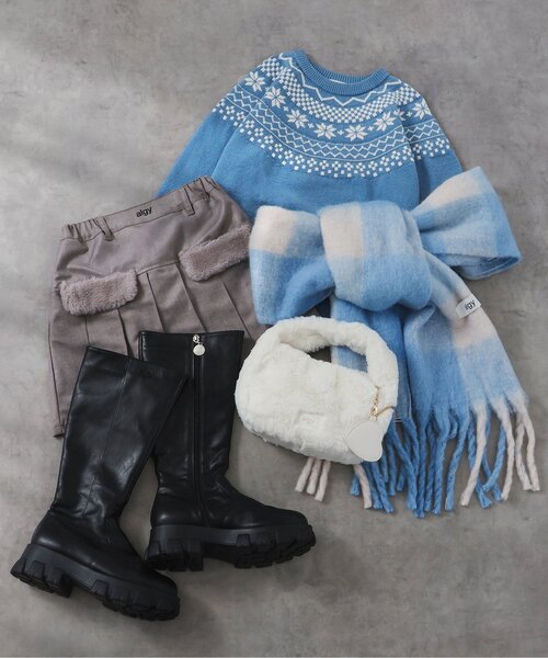 algy（アルジー）の「エコファーフラッププリーツスカート（スカート・キッズ・グリーン/レッド/グレー・XX-SMALL/X-SMALL/MEDIUM/SMALL）」の13枚目の写真