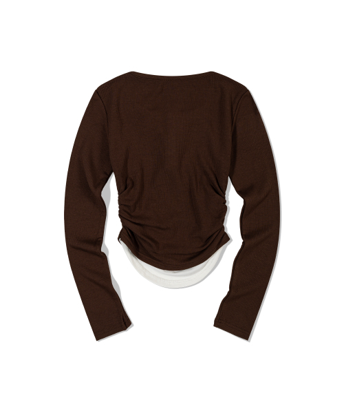 MOAA(モア)の「デュアルヘンリーネックスリーブ_裏起毛 (ブラウン)(Tシャツ/カットソー・レディース・その他・MEDIUM/SMALL)」の4枚目の写真