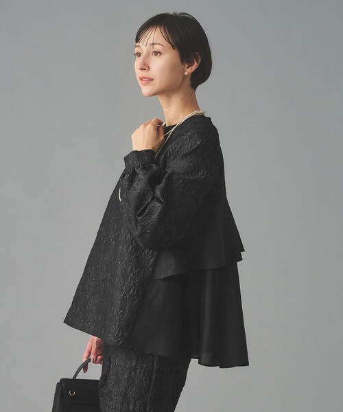 UNITED ARROWS(ユナイテッドアローズ)の「GISHA 2トーン ジャガード ブラウス(シャツ/ブラウス・レディース・ネイビー/ダークグレー・38/36)」の4枚目の写真