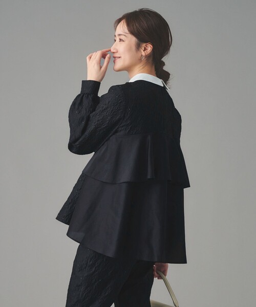 UNITED ARROWS(ユナイテッドアローズ)の「GISHA 2トーン ジャガード ブラウス(シャツ/ブラウス・レディース・ネイビー/ダークグレー・38/36)」の11枚目の写真