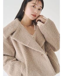 LAGUNAMOON | フェイクフェザーワイドカラーショートコート(その他アウター)