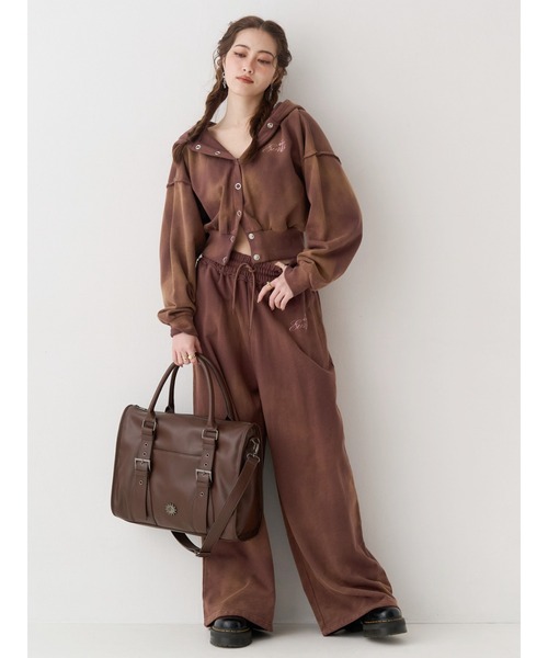 EVRIS（エヴリス）の「パウダースウェットワイドパンツ【セットアップ着用可能】（スウェットパンツ・レディース・アイボリー/ブラック/レッド/ブラウン・FREE）」の10枚目の写真