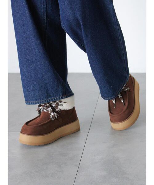 ehka sopo(エヘカソポ)の「ボアモカシン(ブーツ・レディース・ブラウン/キナリ/ベージュ・M/L)」の14枚目の写真