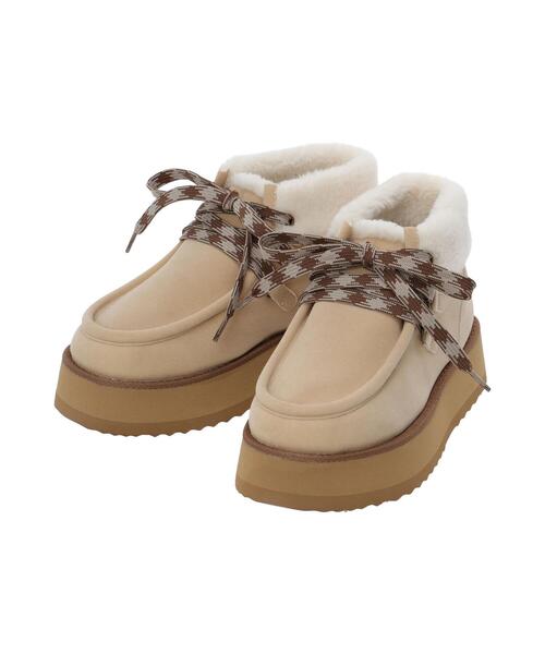 ehka sopo(エヘカソポ)の「ボアモカシン(ブーツ・レディース・ブラウン/キナリ/ベージュ・M/L)」の16枚目の写真