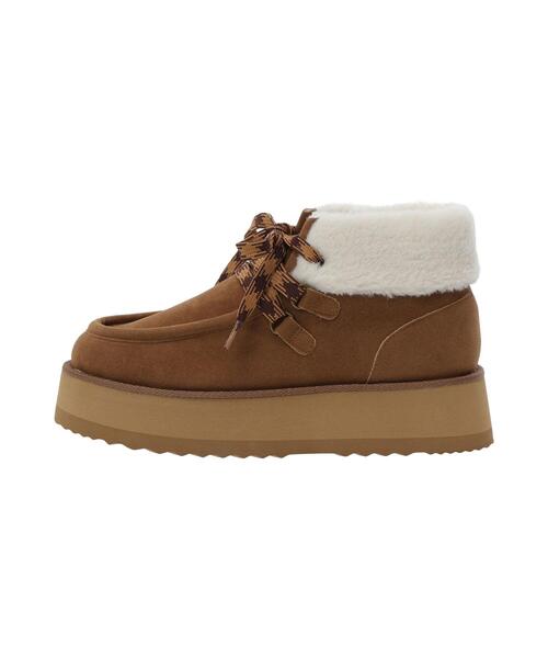 ehka sopo(エヘカソポ)の「ボアモカシン(ブーツ・レディース・ブラウン/キナリ/ベージュ・M/L)」の19枚目の写真