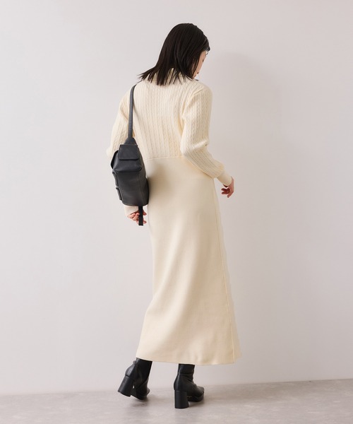 VIS（ビス）の「ポロケーブルモチモチニットワンピース（ワンピース・レディース・オフホワイト/ネイビー/ベージュ系その他・FREE）」の10枚目の写真