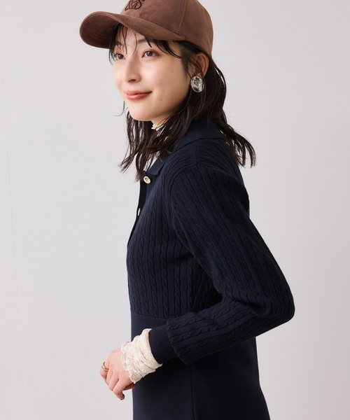 VIS（ビス）の「ポロケーブルモチモチニットワンピース（ワンピース・レディース・オフホワイト/ネイビー/ベージュ系その他・FREE）」の15枚目の写真