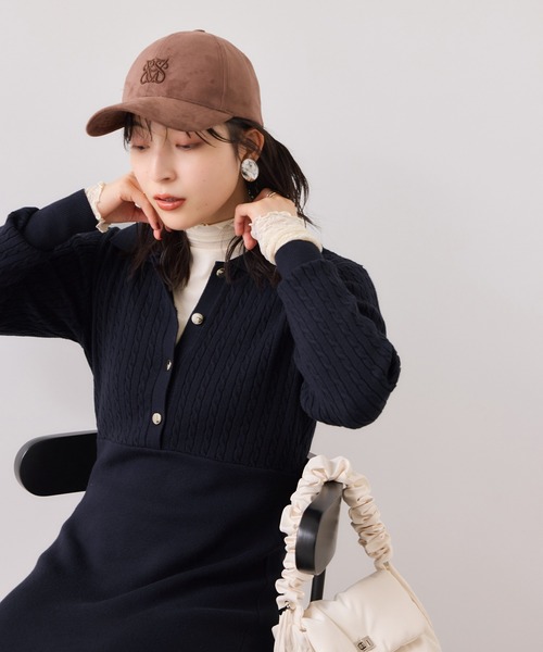 VIS（ビス）の「ポロケーブルモチモチニットワンピース（ワンピース・レディース・オフホワイト/ネイビー/ベージュ系その他・FREE）」の17枚目の写真