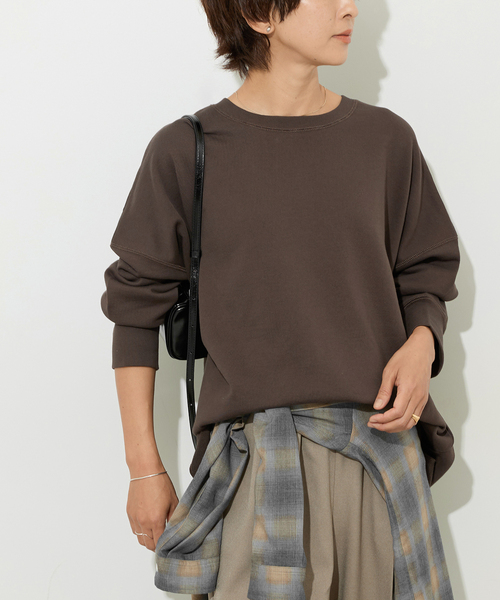 JOURNAL STANDARD relume(ジャーナルスタンダード レリューム)の「《追加2》オーバーサイズロングスウェット(スウェット・レディース・ブラック/ホワイト系その他/ブラウン/ピンク・FREE)」の6枚目の写真