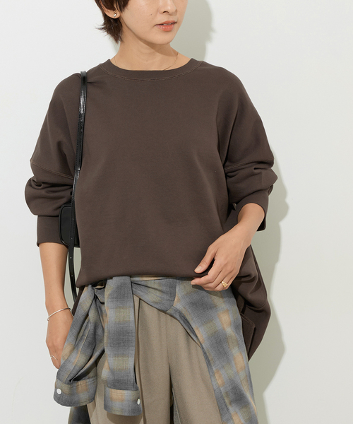 JOURNAL STANDARD relume(ジャーナルスタンダード レリューム)の「《追加2》オーバーサイズロングスウェット(スウェット・レディース・ブラック/ホワイト系その他/ブラウン/ピンク・FREE)」の7枚目の写真